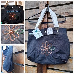 Bolsa feminina tecido tipo jeans